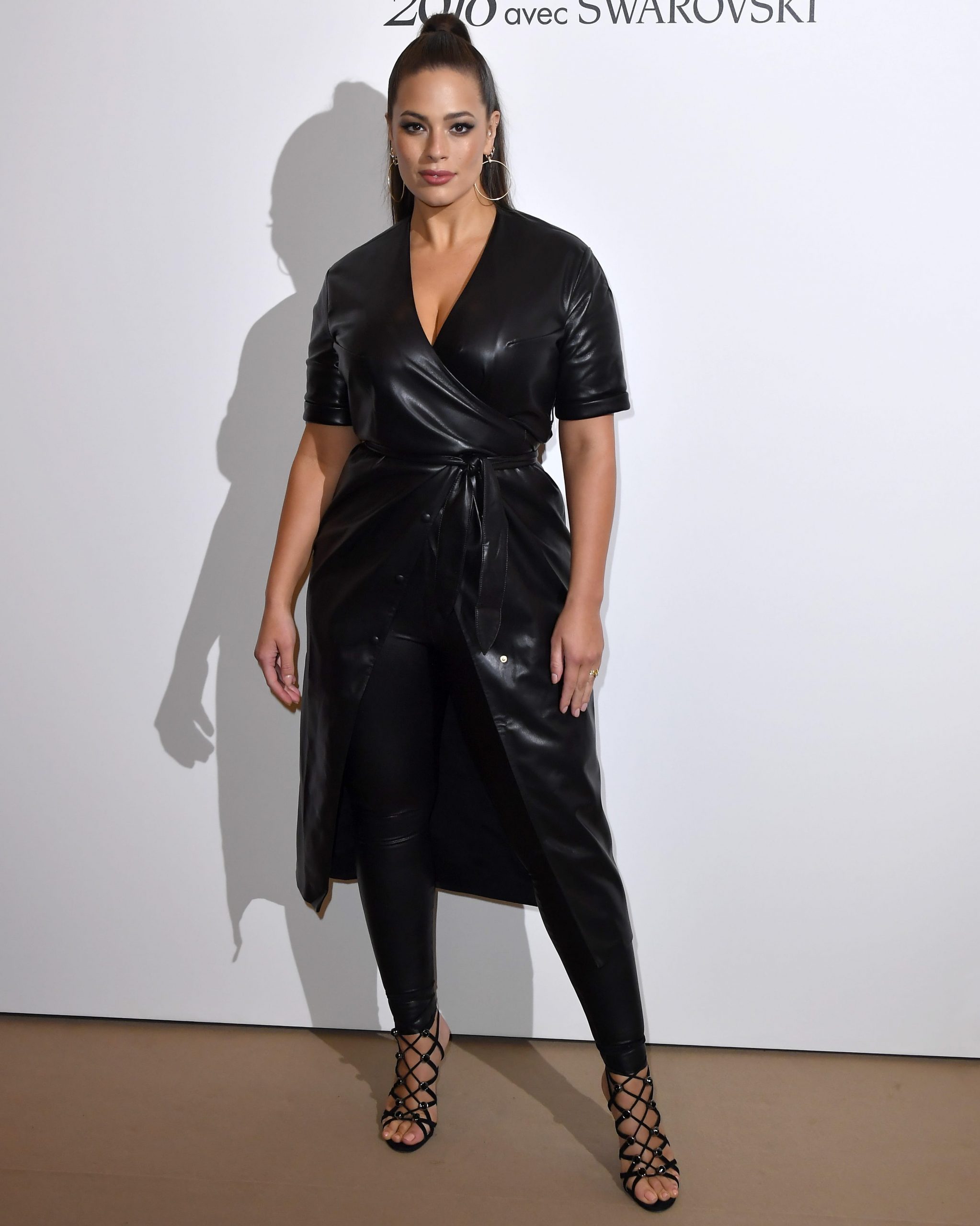 Sleek Black Faux Leather Wrap Dress for Evenings Sleek Black Faux Leather Wrap Dress for Evenings — Plus Size Outfits