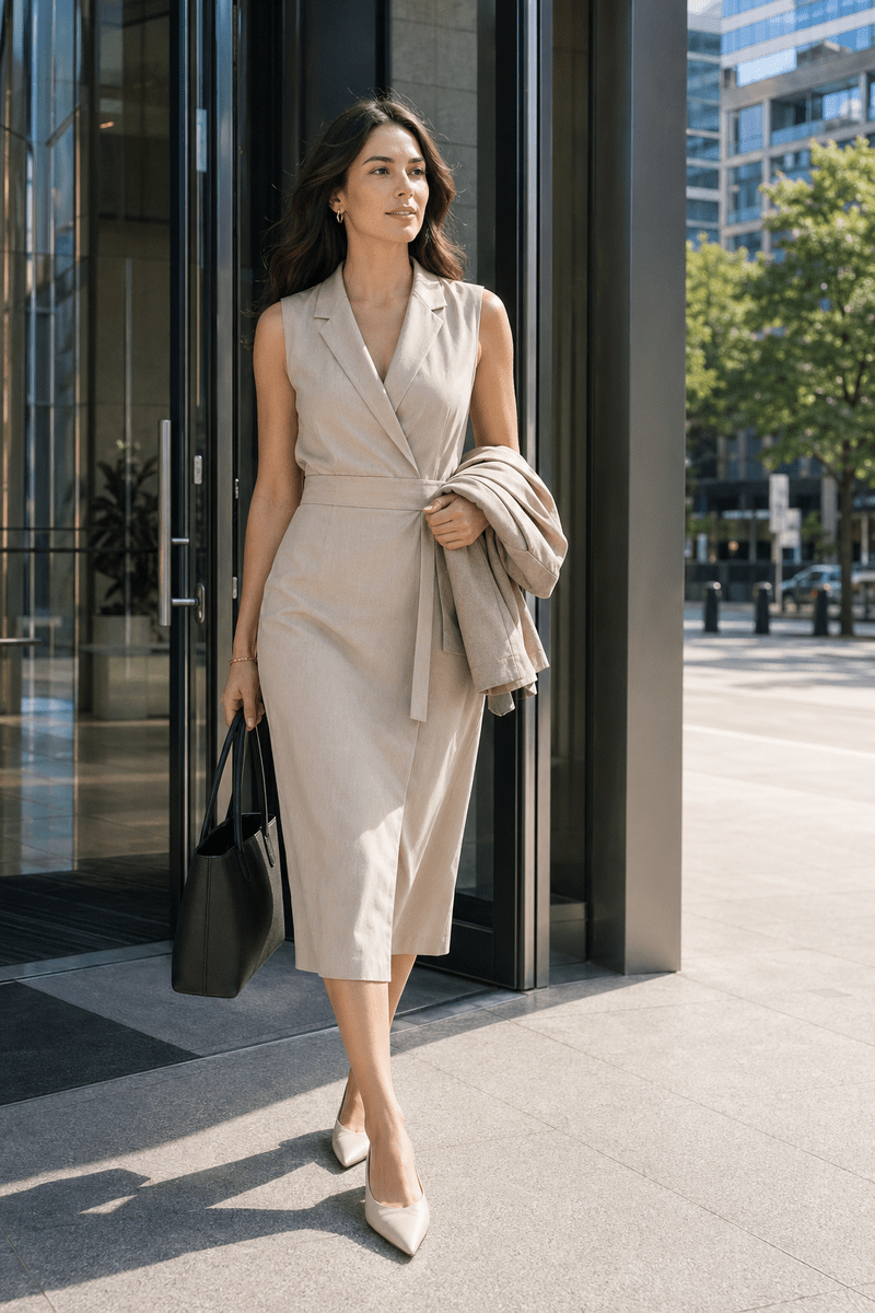 Crisp White Shirt with Black Trousers and Pointed-Toe Flats — Interview Outfits