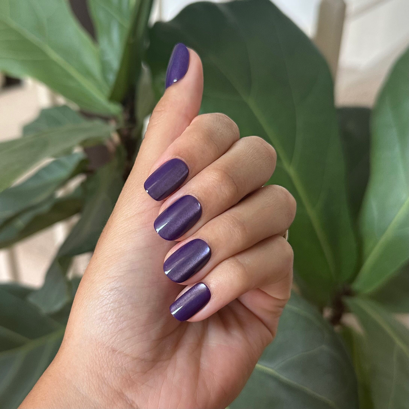 Muted Grey-Purple Satin Matte Squovals Muted Grey-Purple Satin Matte Squovals — Dark Purple Nails