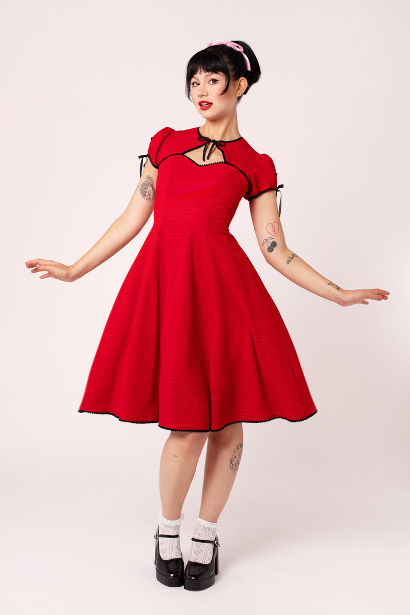 Playful Retro: Red Dress with Black Trim Playful Retro: Red Dress with Black Trim — 50s Outfits