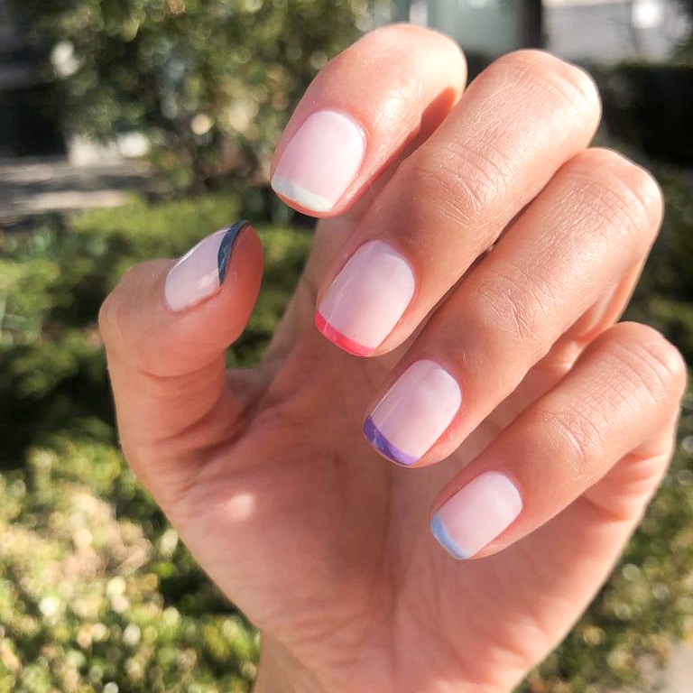 Delicate Pastel Line French Tips Delicate Pastel Line French Tips — Colored French Tip Nails