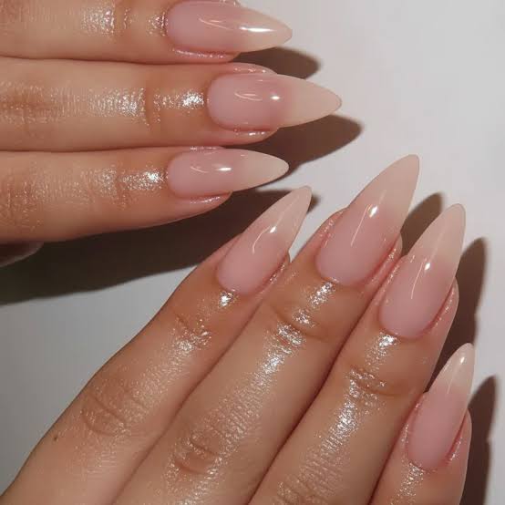 Statement Long Stiletto Sheer Pink — Bubble Bath Nails
