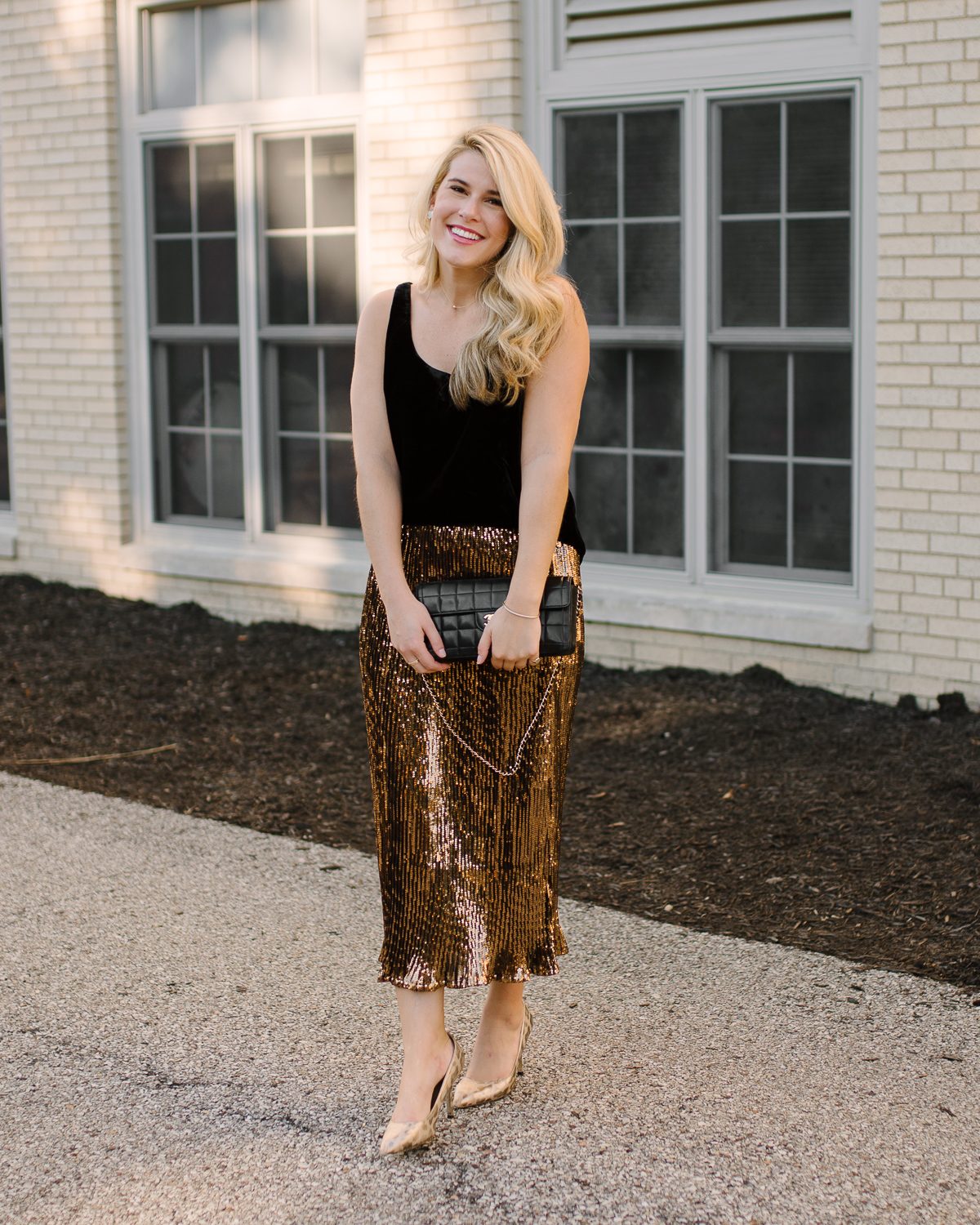 Velvet Tank and Sequin Midi for a Luxe Evening Ensemble Velvet Tank and Sequin Midi for a Luxe Evening Ensemble — Bachelorette Outfits