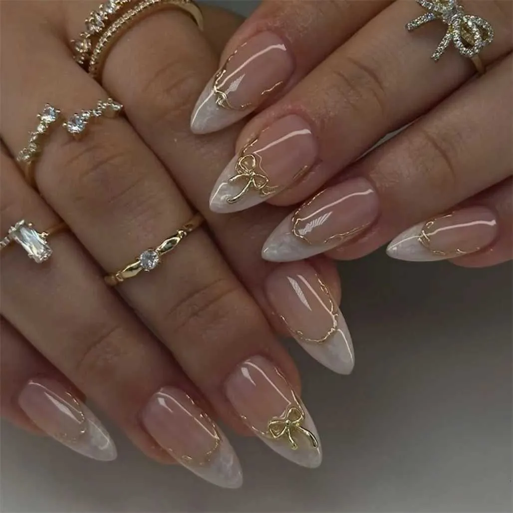 Gold French Tip Line On All Fingernails Visual Idea — Gold French Tip Nails