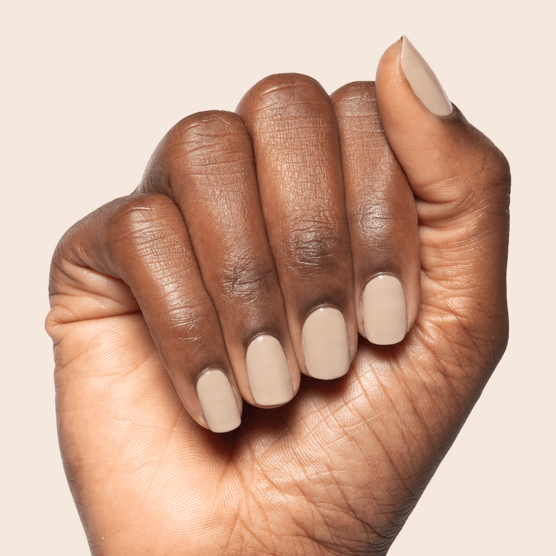 Glossy Short Oval Warm Beige Nails — Nails for Olive Skin
