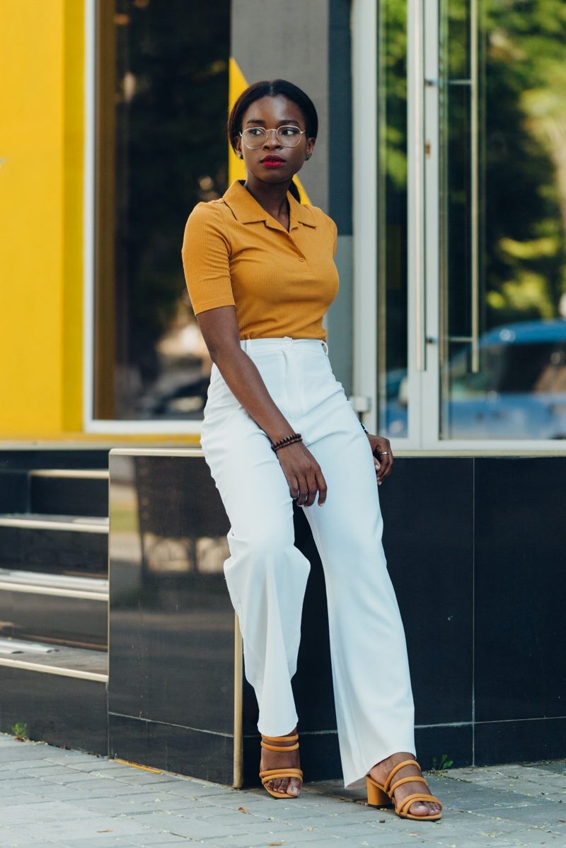Ribbed Polo and Wide-Leg Trousers: A Polished Contrast — Work Outfits