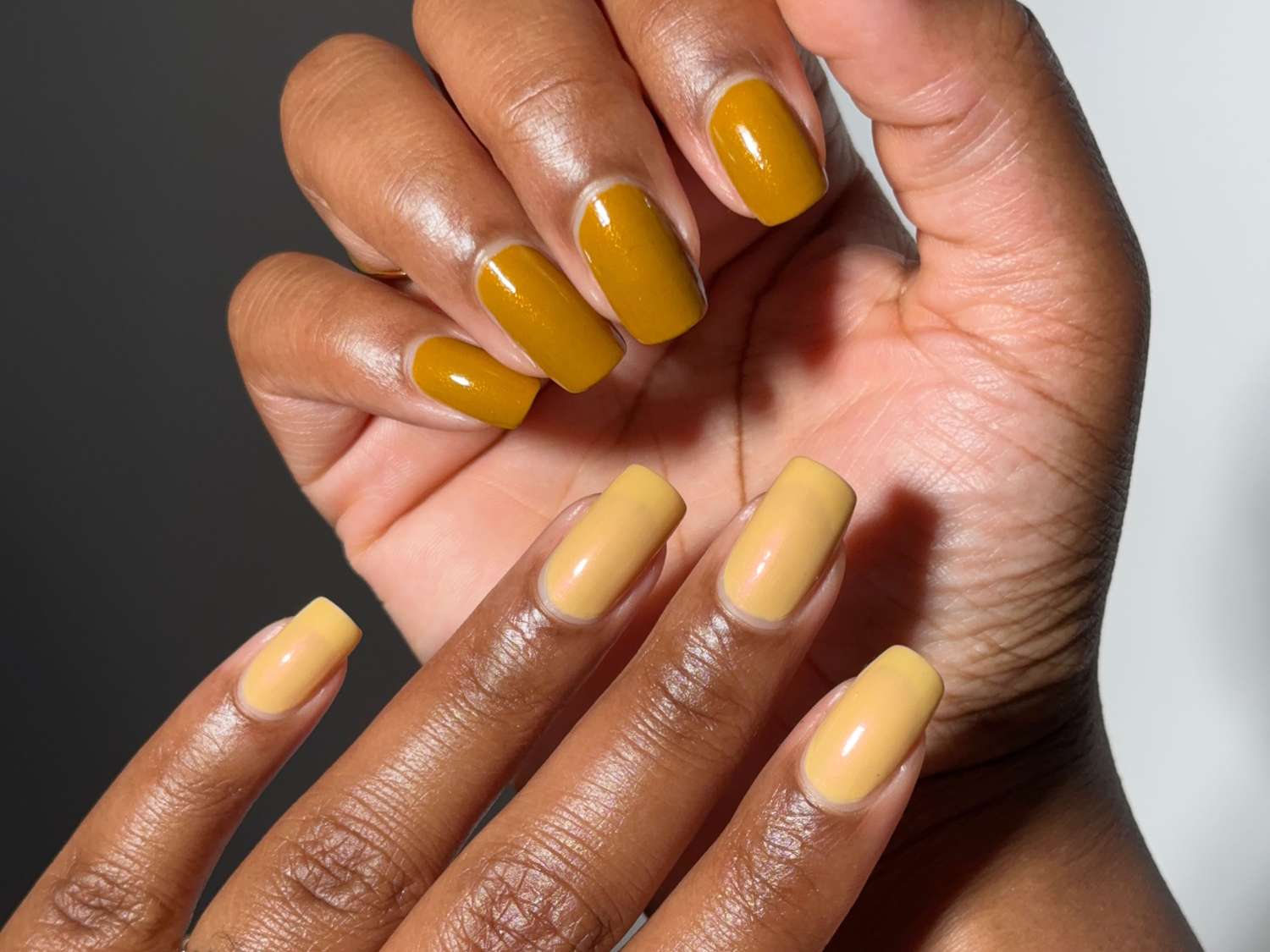 Medium Square Two-Tone Yellow — Nail Designs