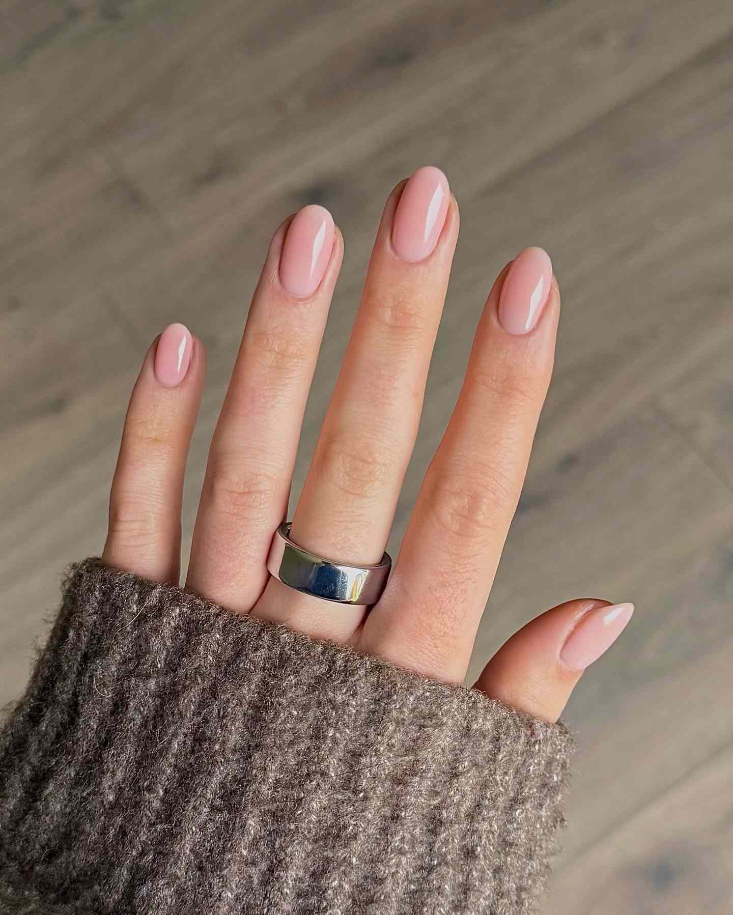 Sheer Pale Pink Almond Nails Sheer Pale Pink Almond Nails — Neutral Nails