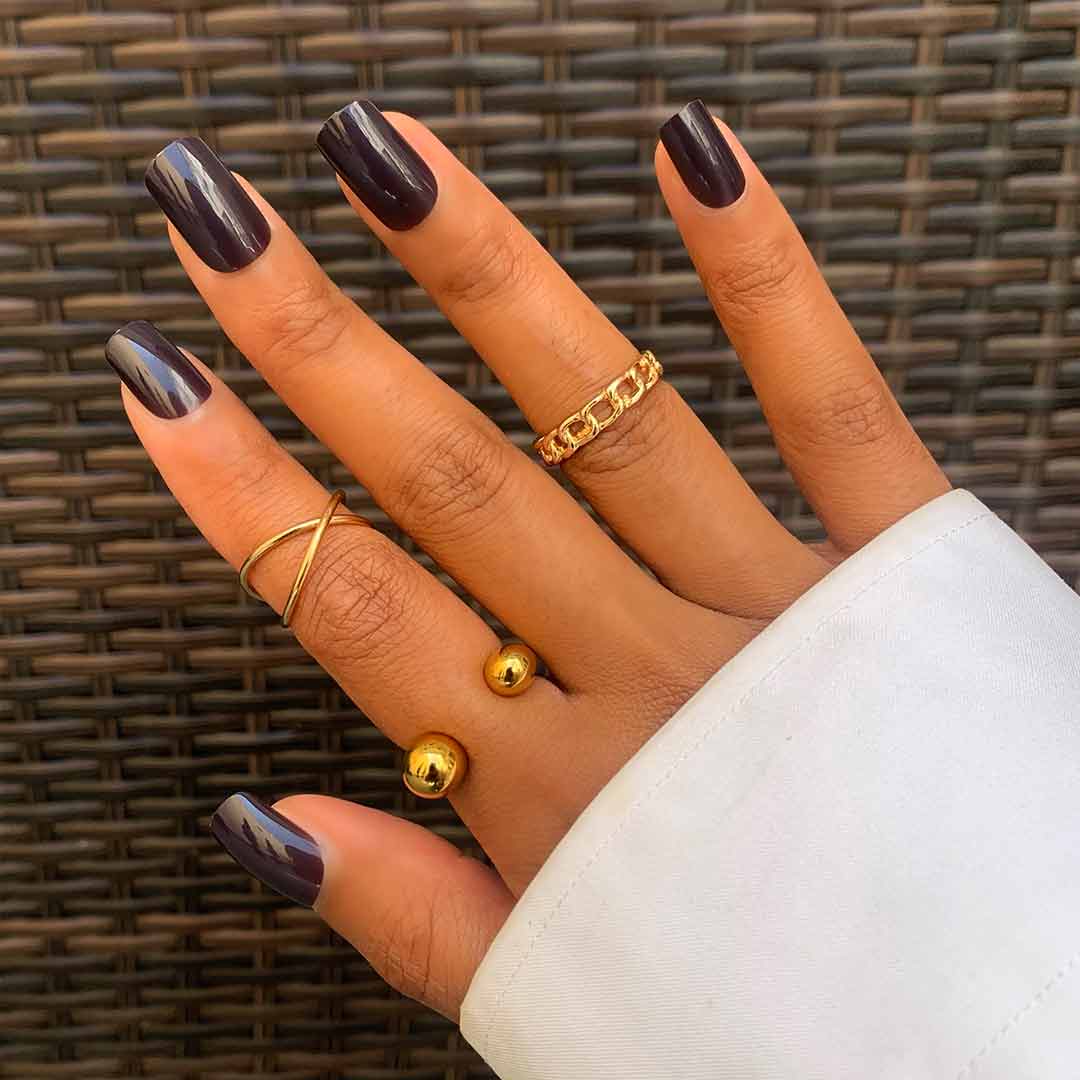 Medium Square Deep Dark Purple Nails Medium Square Deep Dark Purple Nails — Dark Nails