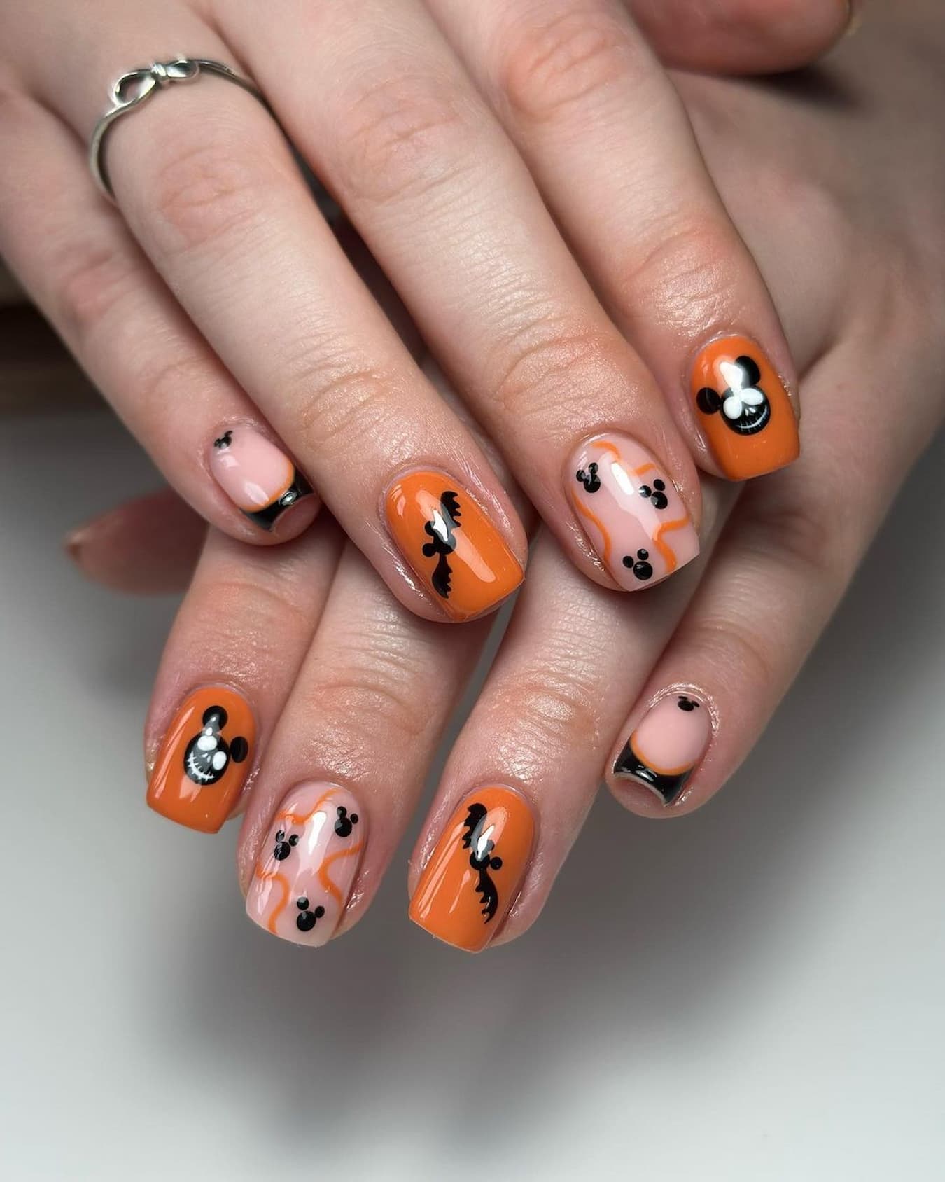 Mickey Halloween Orange Bat Nails — Disney Nails