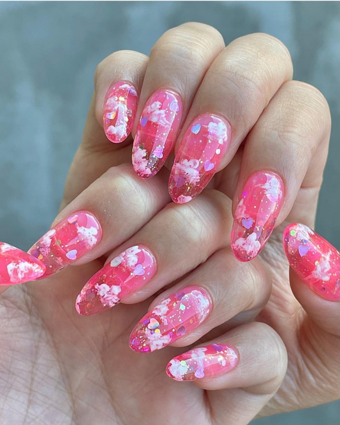 3D Cloud Jelly Pink Almond Nails 3D Cloud Jelly Pink Almond Nails — Kawaii Nails