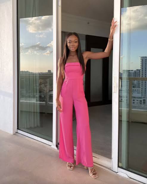 Bold Bright Pink Strapless Wide-Leg Jumpsuit Bold Bright Pink Strapless Wide-Leg Jumpsuit — Miami Outfits
