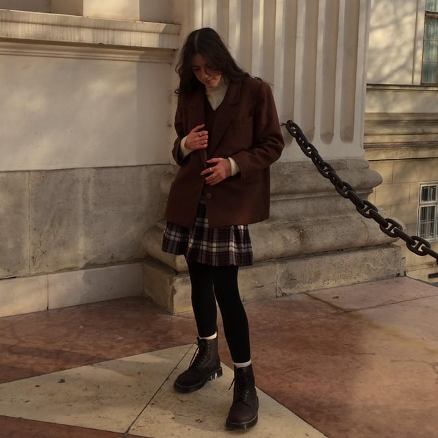 Tweed Blazer and Lace-Up Boots: Textured Academia Layers Tweed Blazer and Lace-Up Boots: Textured Academia Layers — Dark Academia Outfits