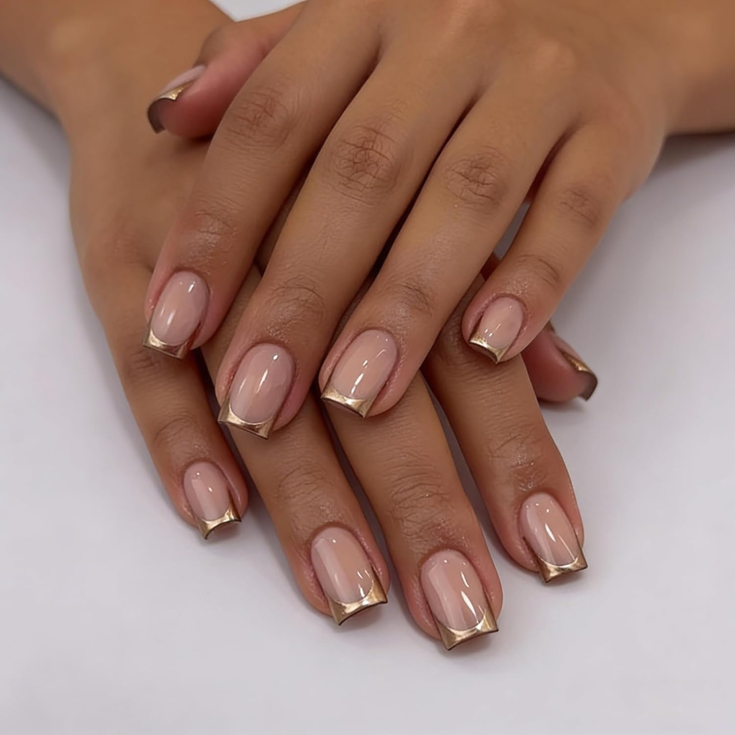French Tips Visual Idea — Gold French Tip Nails