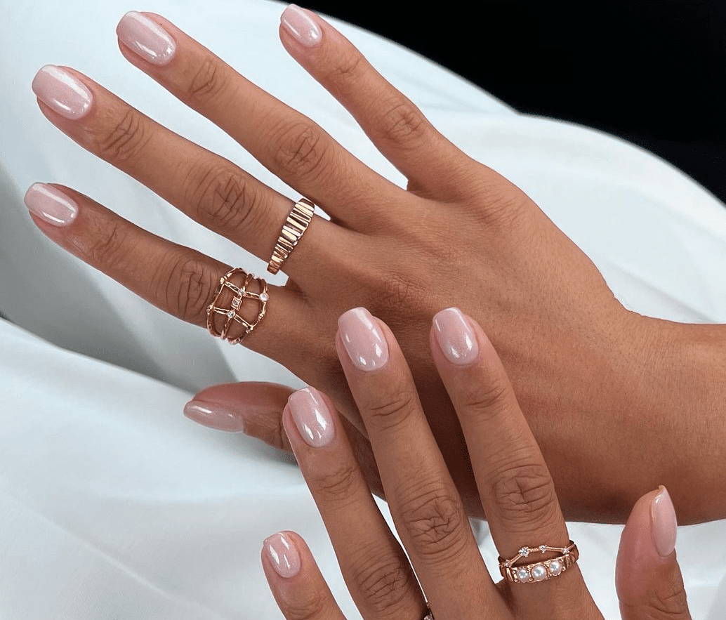 Soft Pink Pearlescent Short Oval Soft Pink Pearlescent Short Oval — Glazed Donut Nails