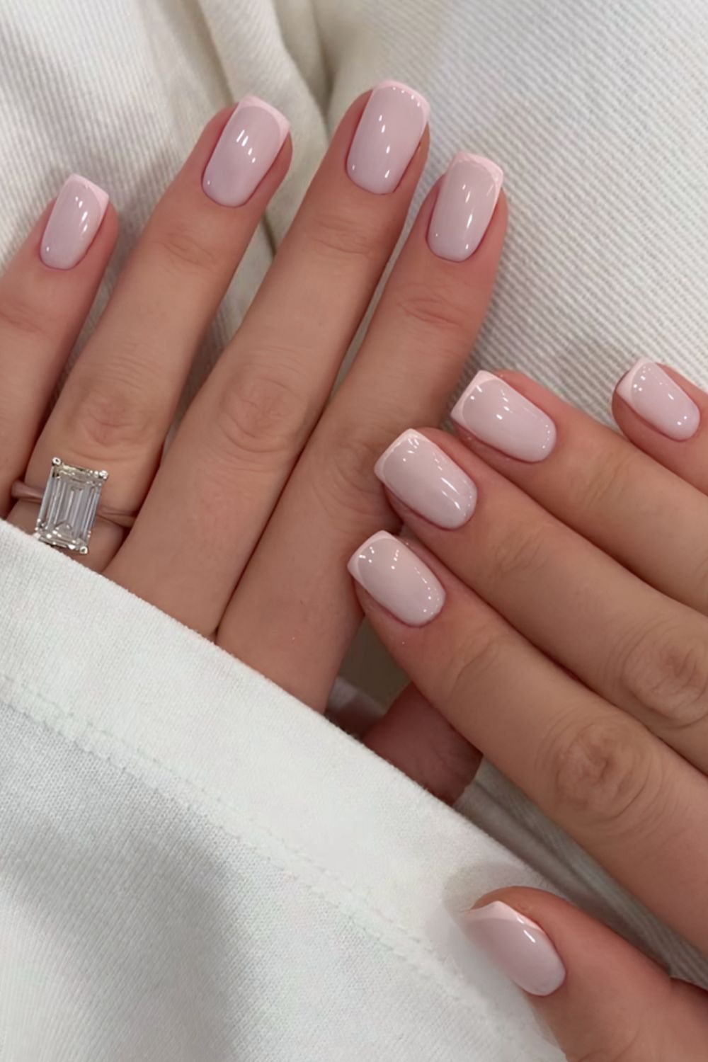 Thin Pale Pink French Tips On All Nails Visual Idea Thin Pale Pink French Tips On All Nails Visual Idea — Micro French Nails
