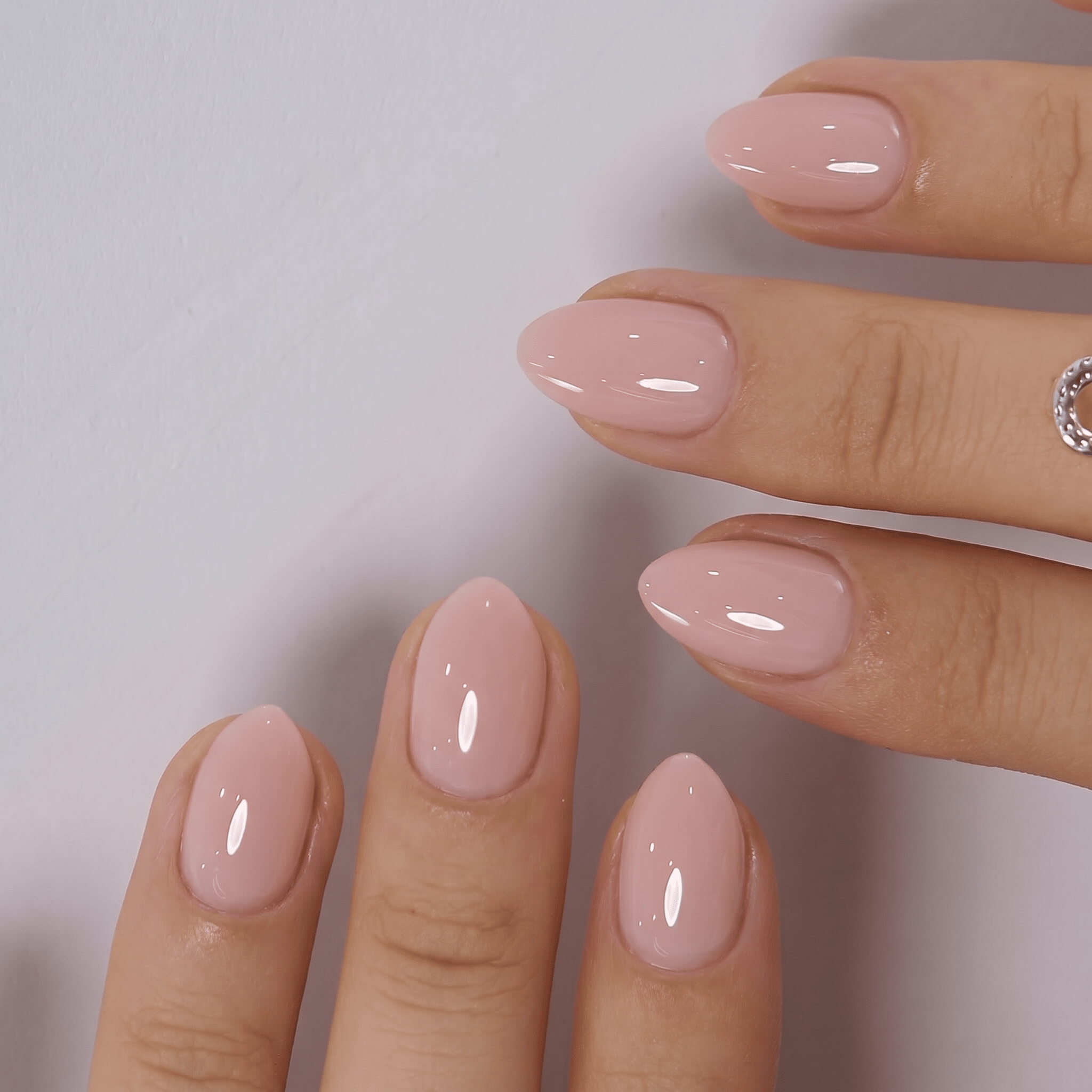 Milky Nude with Warm Undertones Milky Nude with Warm Undertones — Short Almond Nails