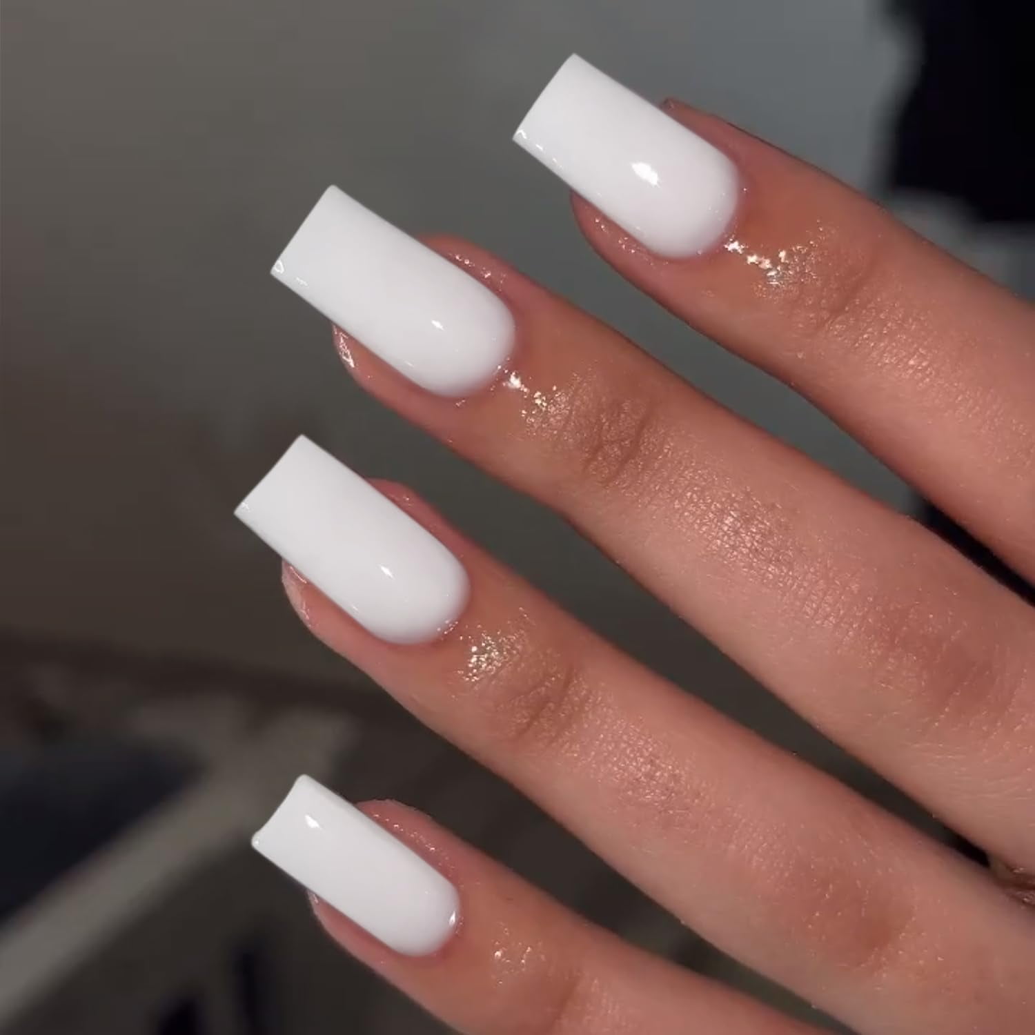 Solid Color Visual Idea — Long Square Nails