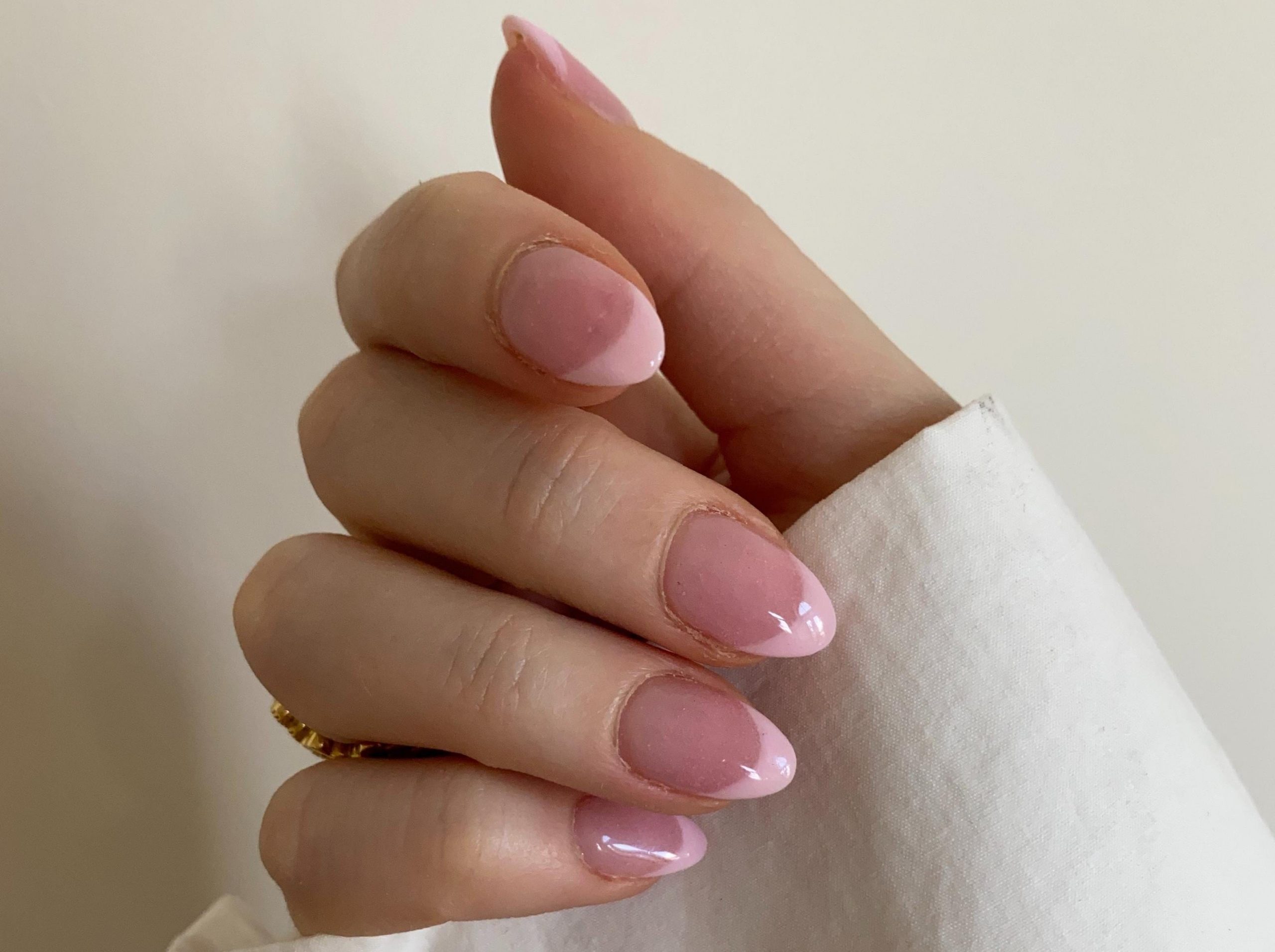 Pale Pink French Tip Almonds Pale Pink French Tip Almonds — Dip Powder Nails
