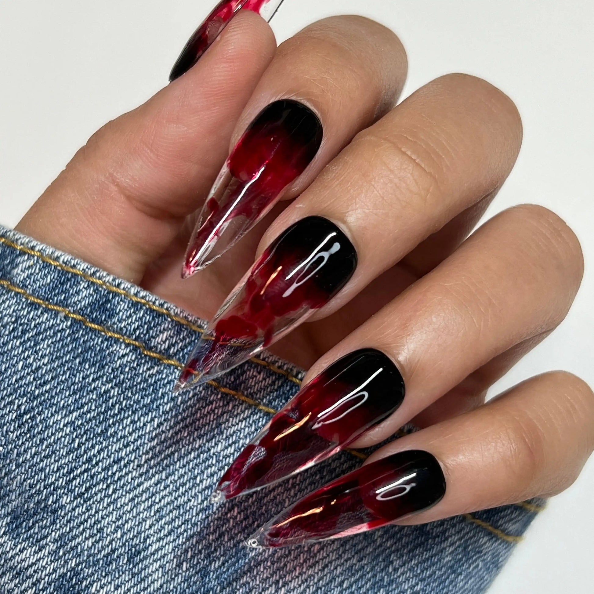 Matte Red with Black Halloween Silhouettes Matte Red with Black Halloween Silhouettes — Red and Black Nails