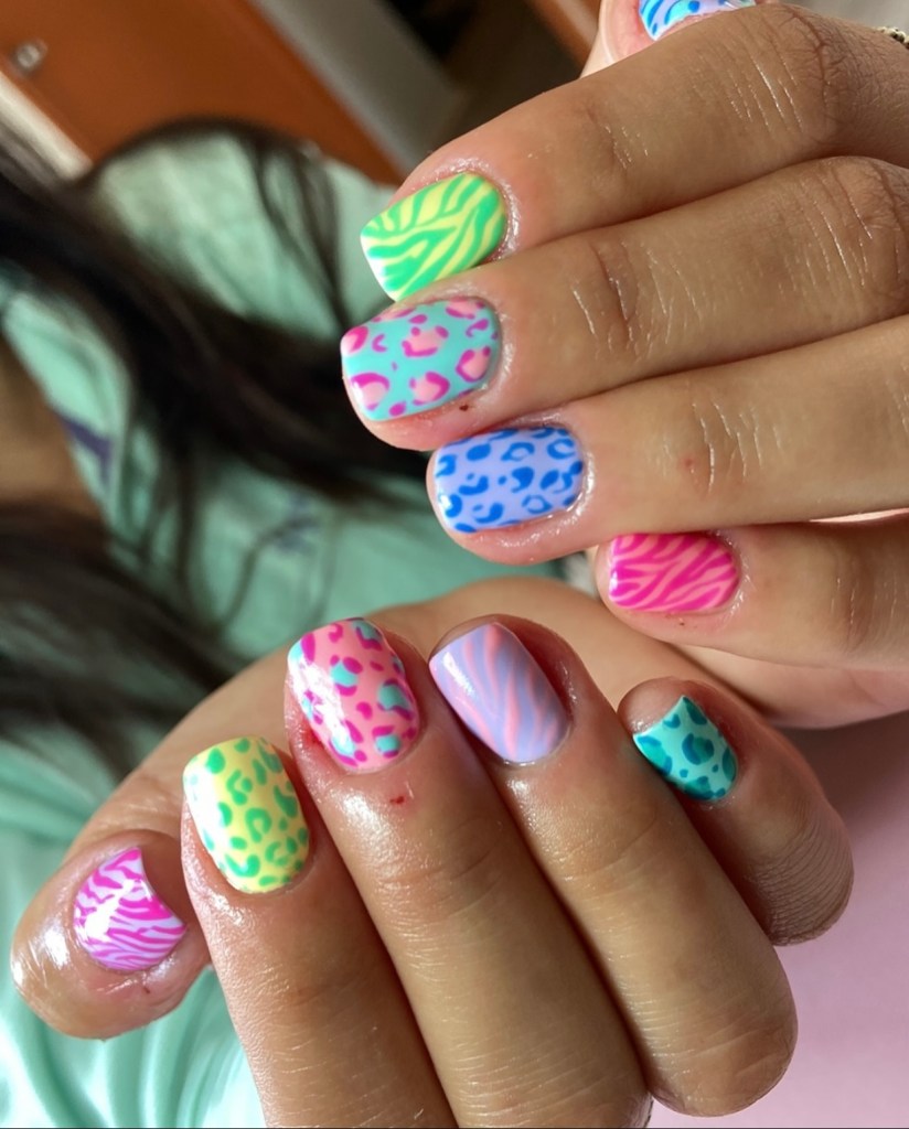 Neon Animal Print & Swirl Nails — Nails for Teens