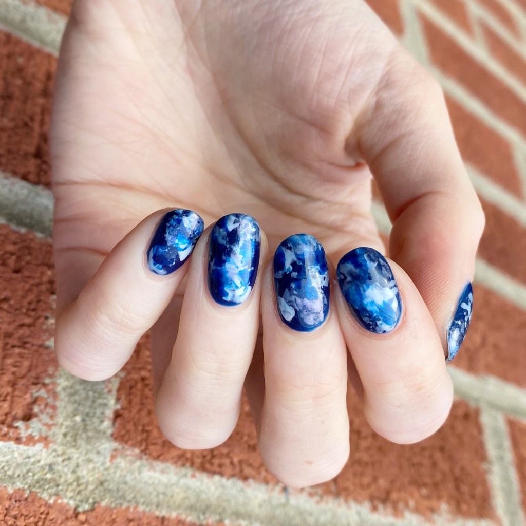 Blue and White Swirling Marble Blue and White Swirling Marble — Marble Nails