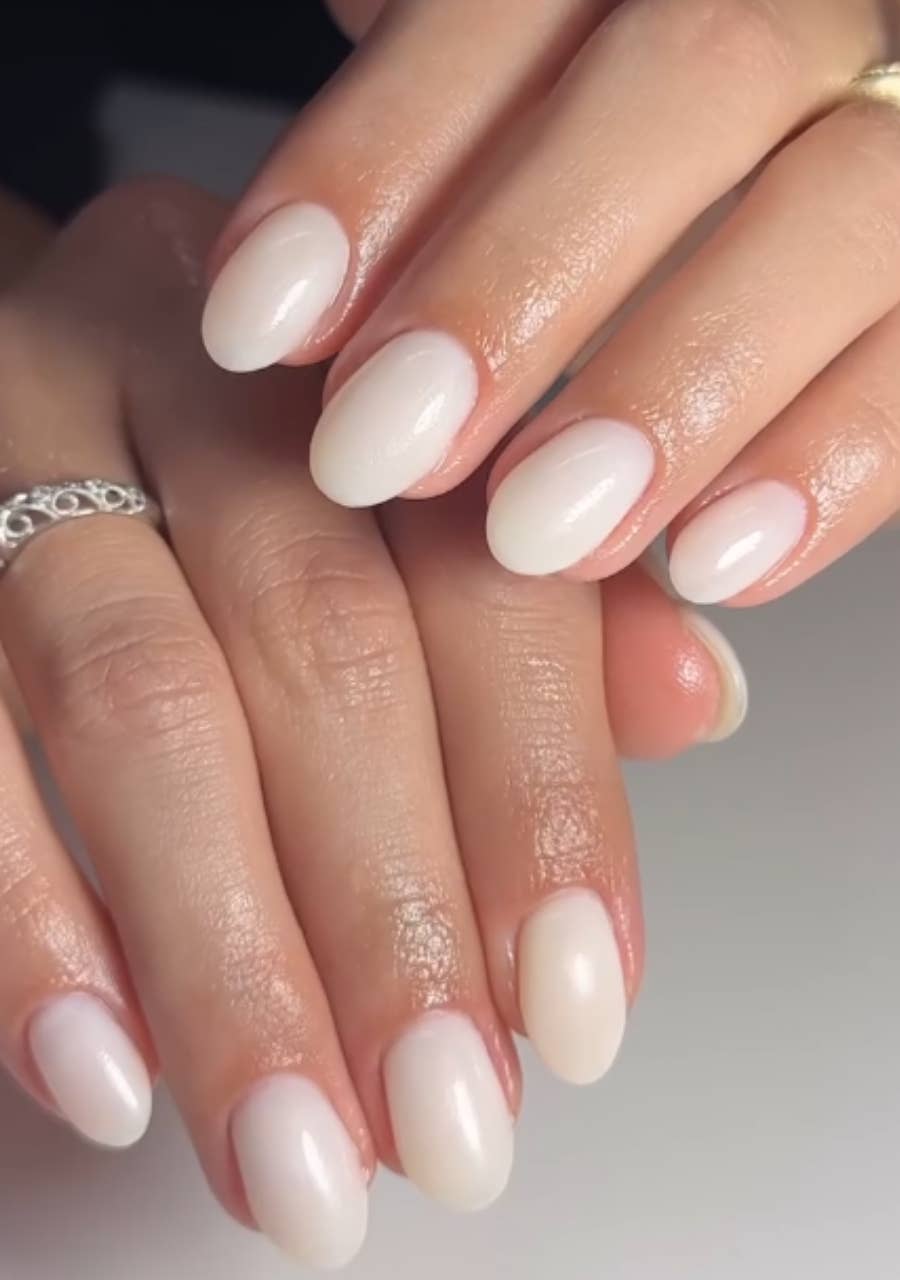 None Milky White Glossy Medium Oval Nails None Milky White Glossy Medium Oval Nails — White Nails