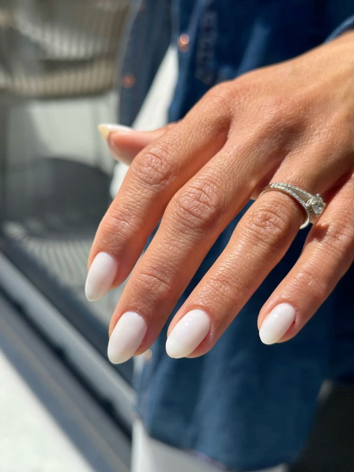 Medium Oval Sheer Milky White French Tips — Funny Bunny Nails