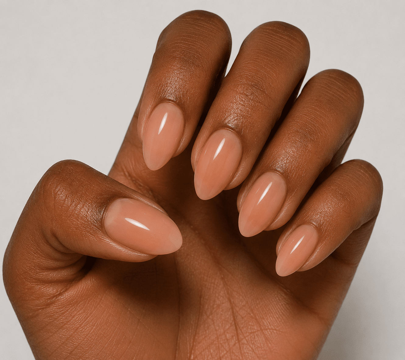 Sheer Nude With Warm Undertones Sheer Nude Almond Nails Sheer Nude With Warm Undertones Sheer Nude Almond Nails — Nails for Brown Skin
