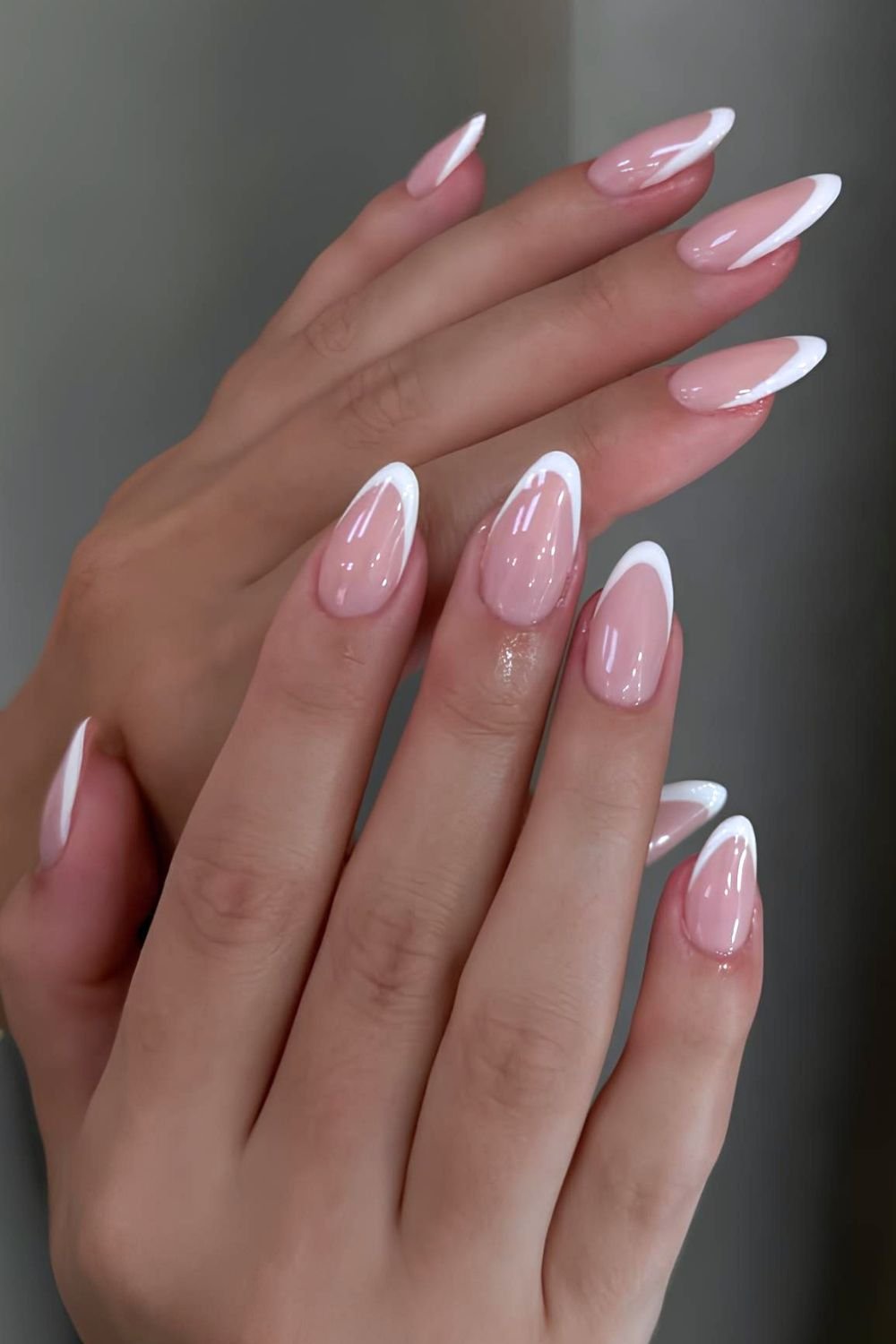 Sheer Nude Oval French Tip — White French Tip Nails