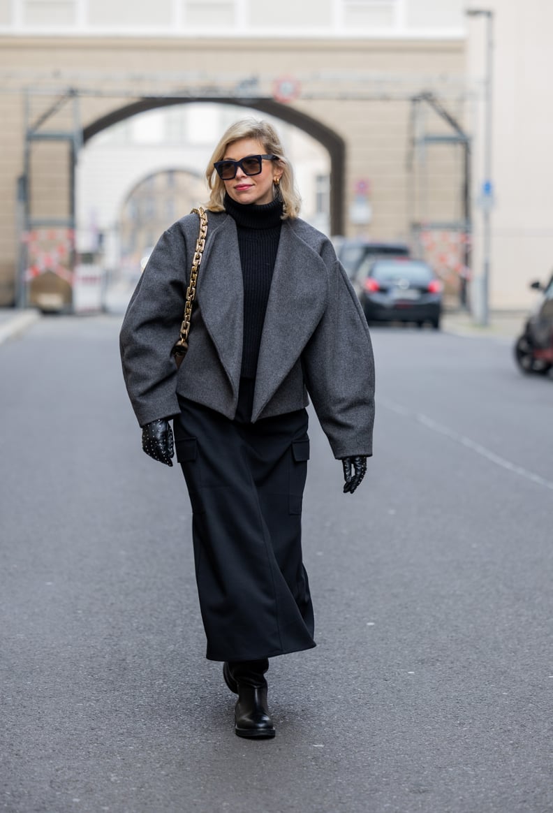 Maxi Skirt and Oversized Jacket for an Edgy Work Aesthetic — Work Outfits