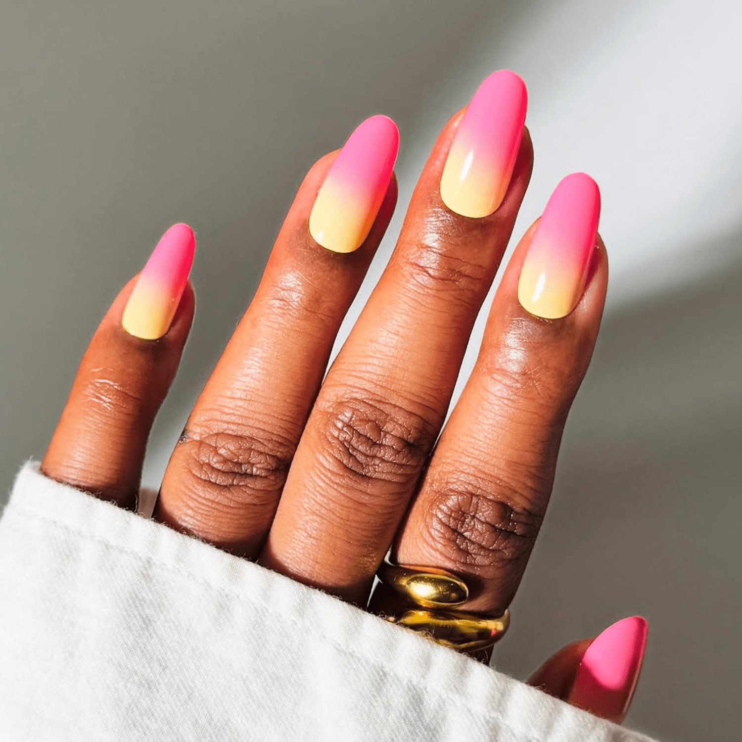 Summer Party Neon Pink to Yellow Glossy Ombre Summer Party Neon Pink to Yellow Glossy Ombre — Ombre Nails