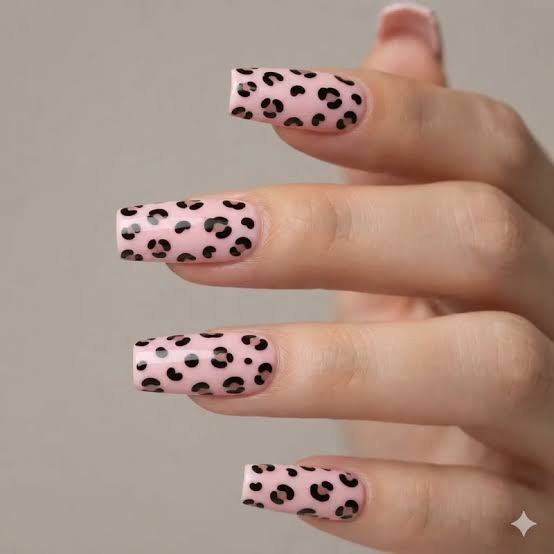Pale Pink Leopard Print Square Nails Pale Pink Leopard Print Square Nails — Leopard Print Nails