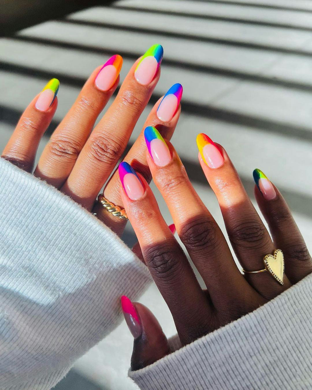 16 Rainbow French Tip Nail Ideas For The Most Colorful Manicure