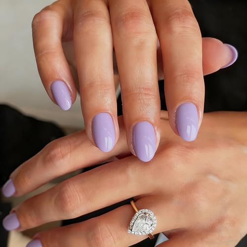 Short Oval Solid Medium Lavender Short Oval Solid Medium Lavender — Lavender Nails