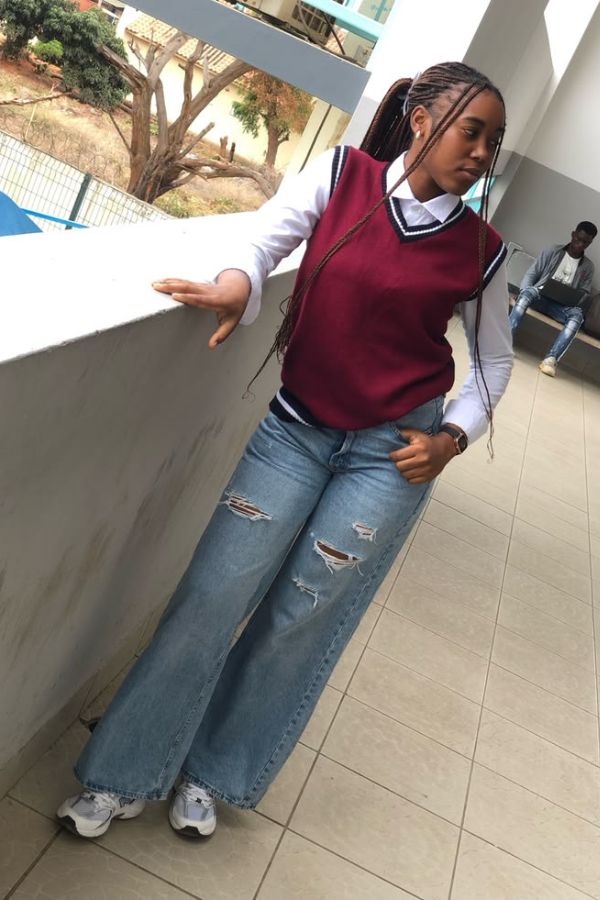 Sweater Vest over Collared Shirt with Ripped Jeans — School Outfits