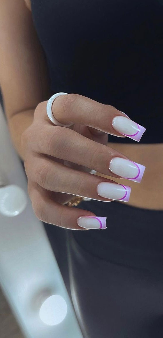 Lilac Double French Square Nails — Double French Nails