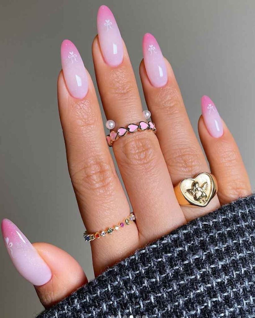 Sheer Pink French Tip with Swirls — Light Pink Nails