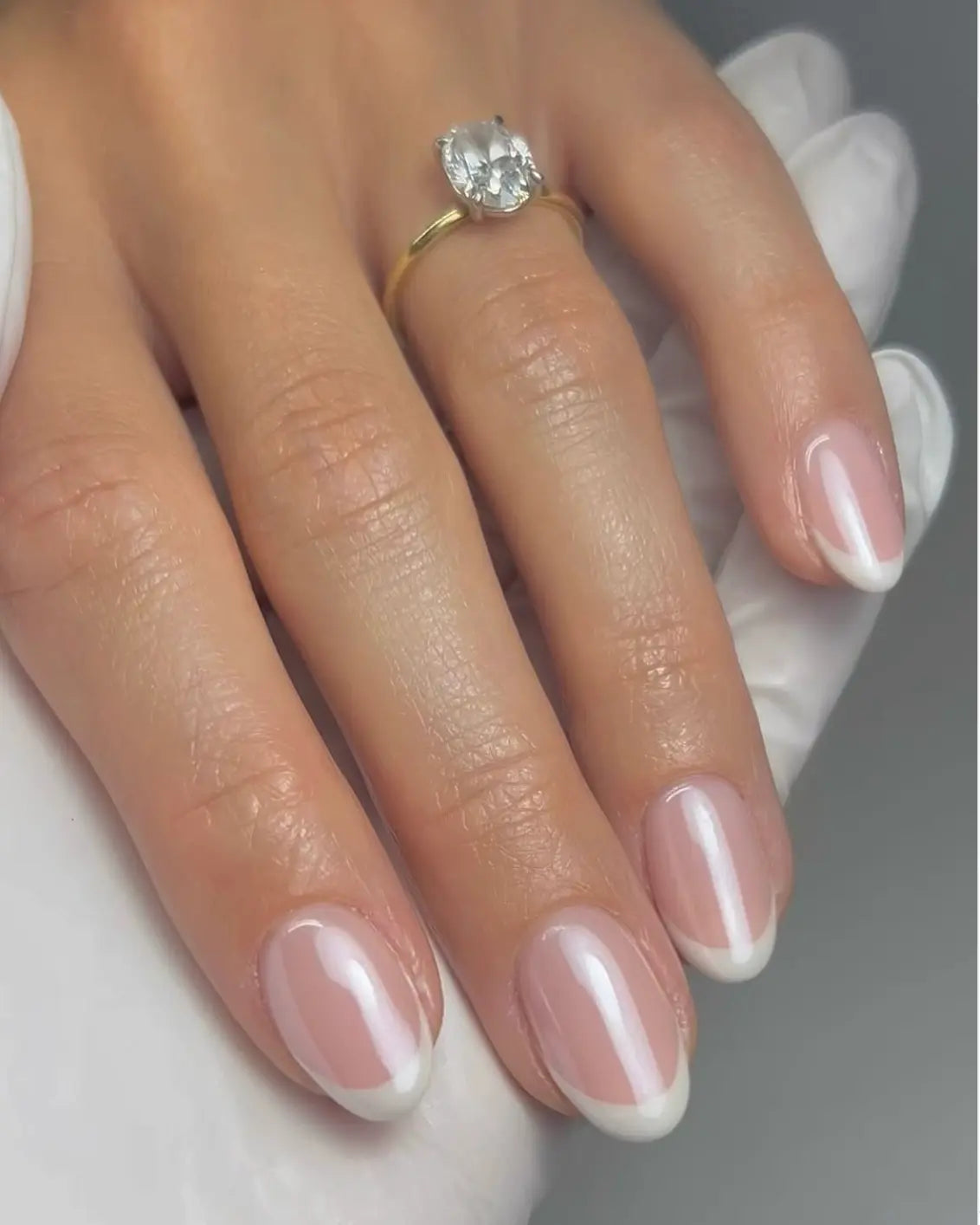 Short Oval Classic French Manicure — Wedding Nails