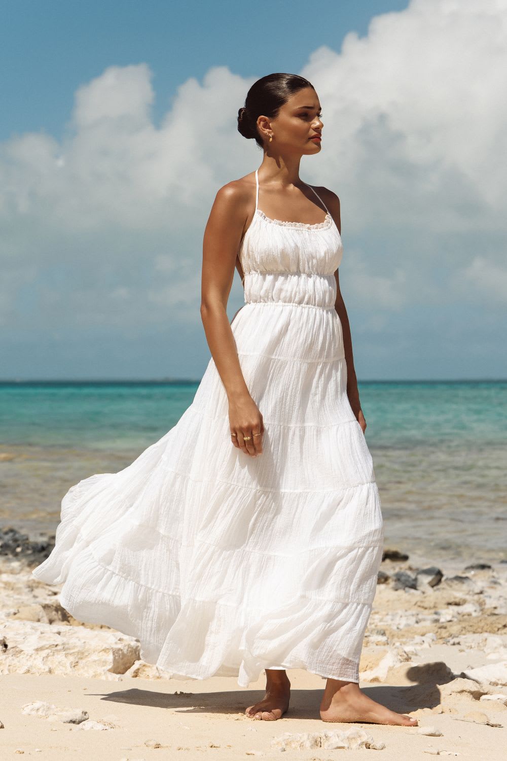 Gauzy White Tiered Maxi Dress for Effortless Style Gauzy White Tiered Maxi Dress for Effortless Style — Vacation Outfits
