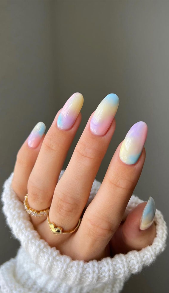 50+ Cute Summer Nail Designs : Pastel Tie Dye Nails