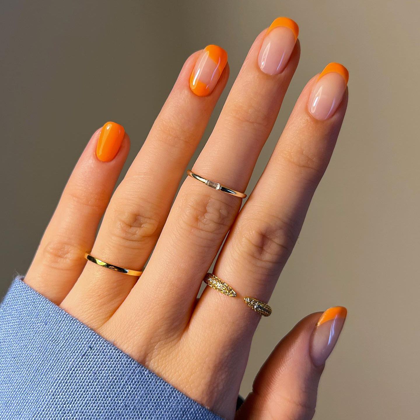 Medium Orange French Tip Squoval Medium Orange French Tip Squoval — Squoval Nails