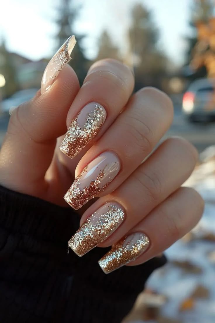 Clean Lines Even Glitter Distribution Visual Idea — Glitter Nails