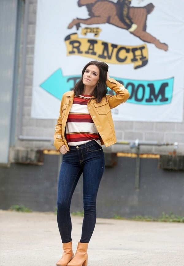 Mustard Yellow Jacket Over Striped Tee and Skinny Jeans Mustard Yellow Jacket Over Striped Tee and Skinny Jeans — Nashville Outfits