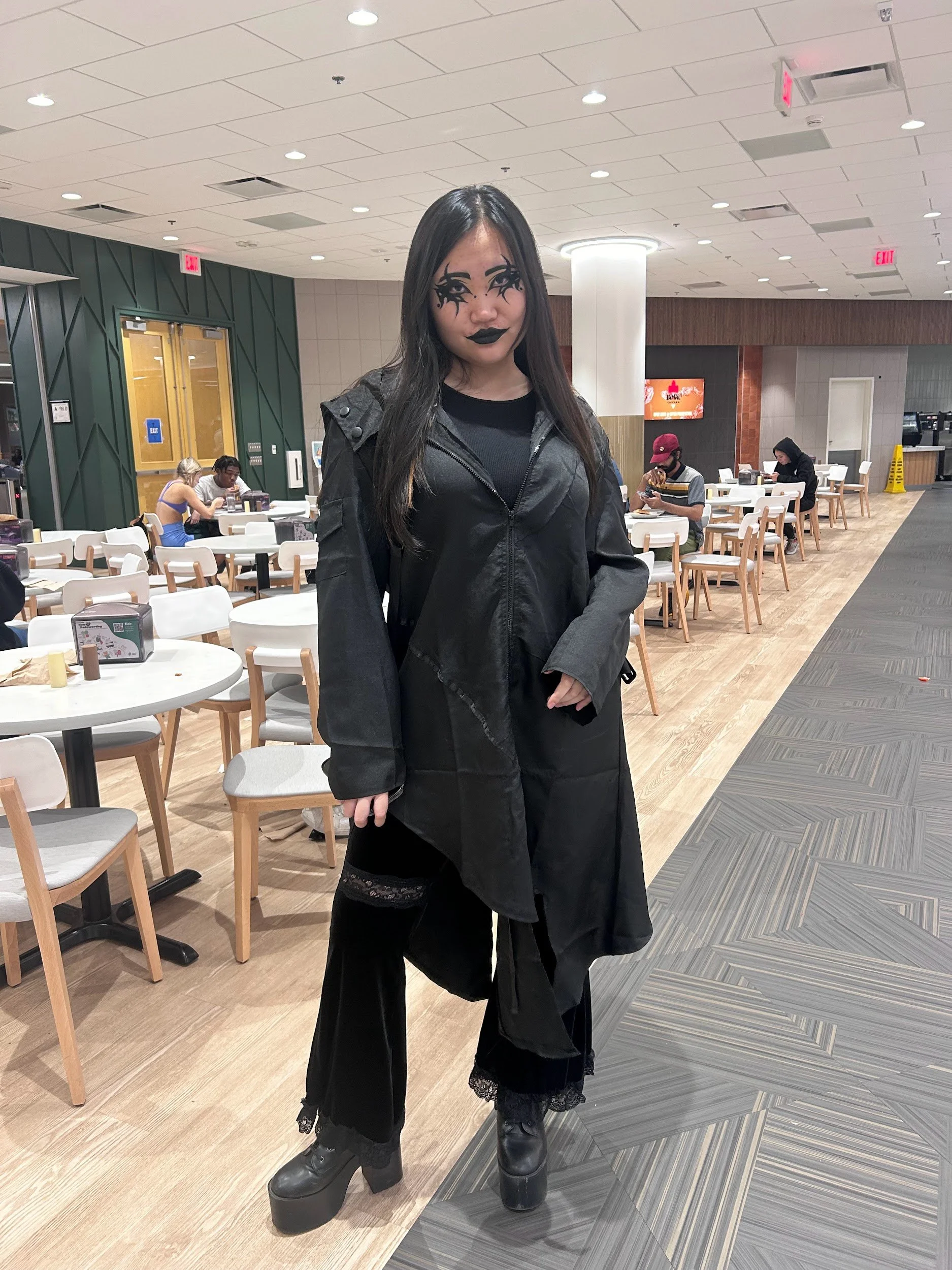 Monochromatic Black Gothic Look with Hooded Jacket — Alt Outfits