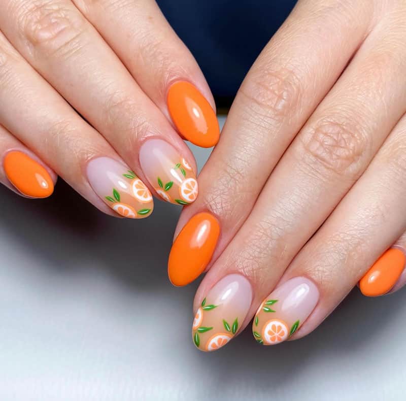 Clean Visual Idea — Orange Nails