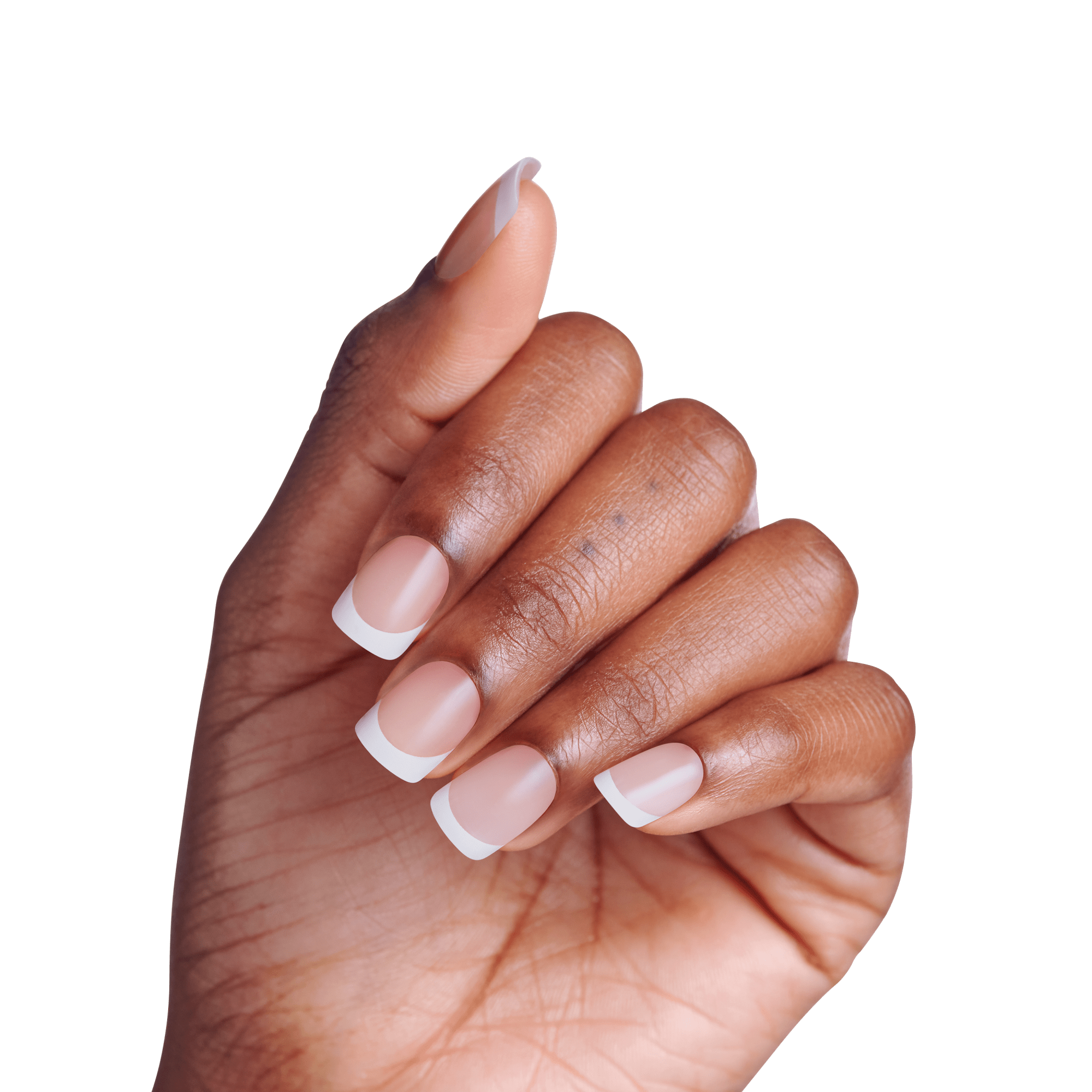 Short Squoval Pinkish Nude French Tips — Press On Nails