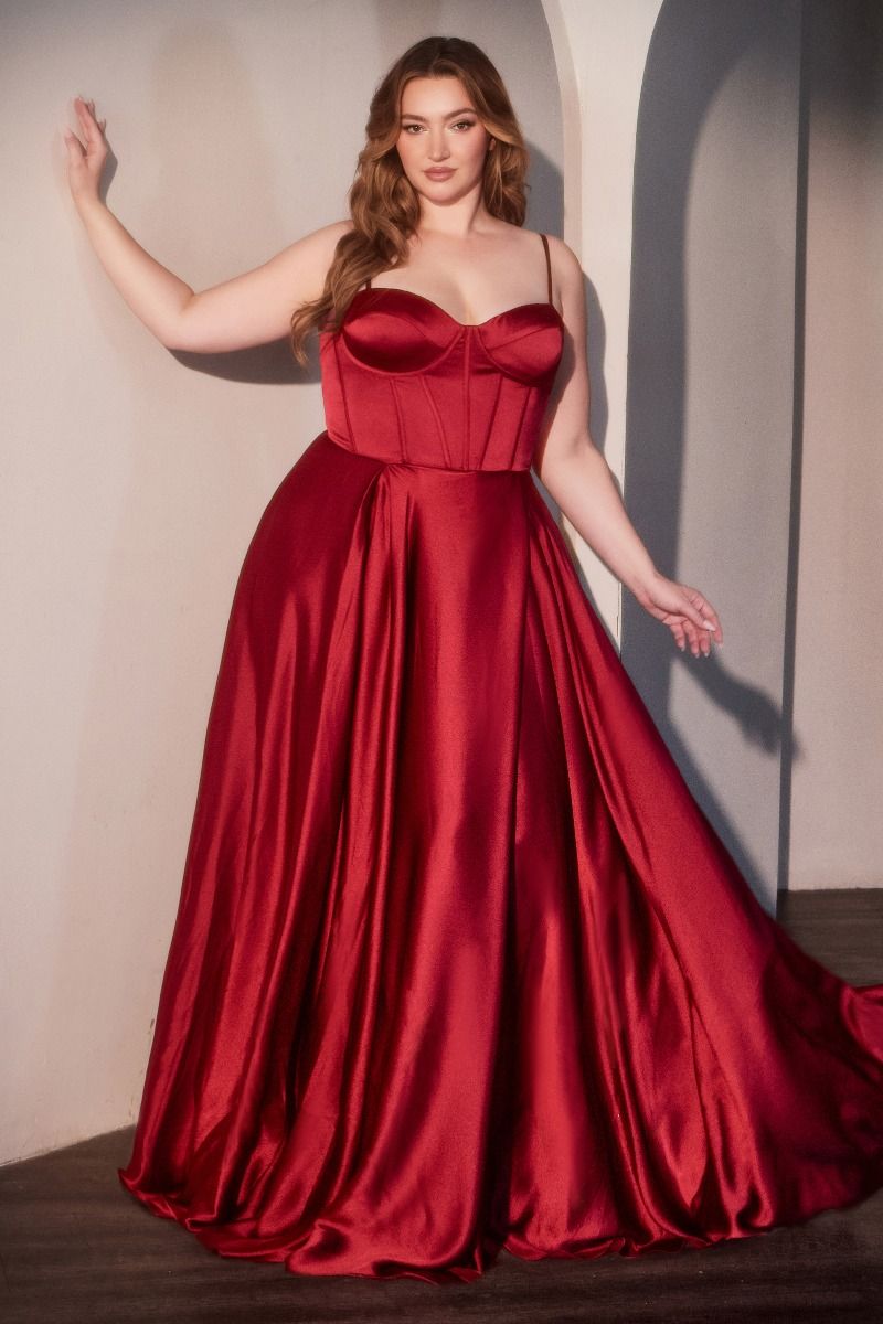 Dramatic Red Satin Ballgown for Formal Events Dramatic Red Satin Ballgown for Formal Events — Plus Size Outfits