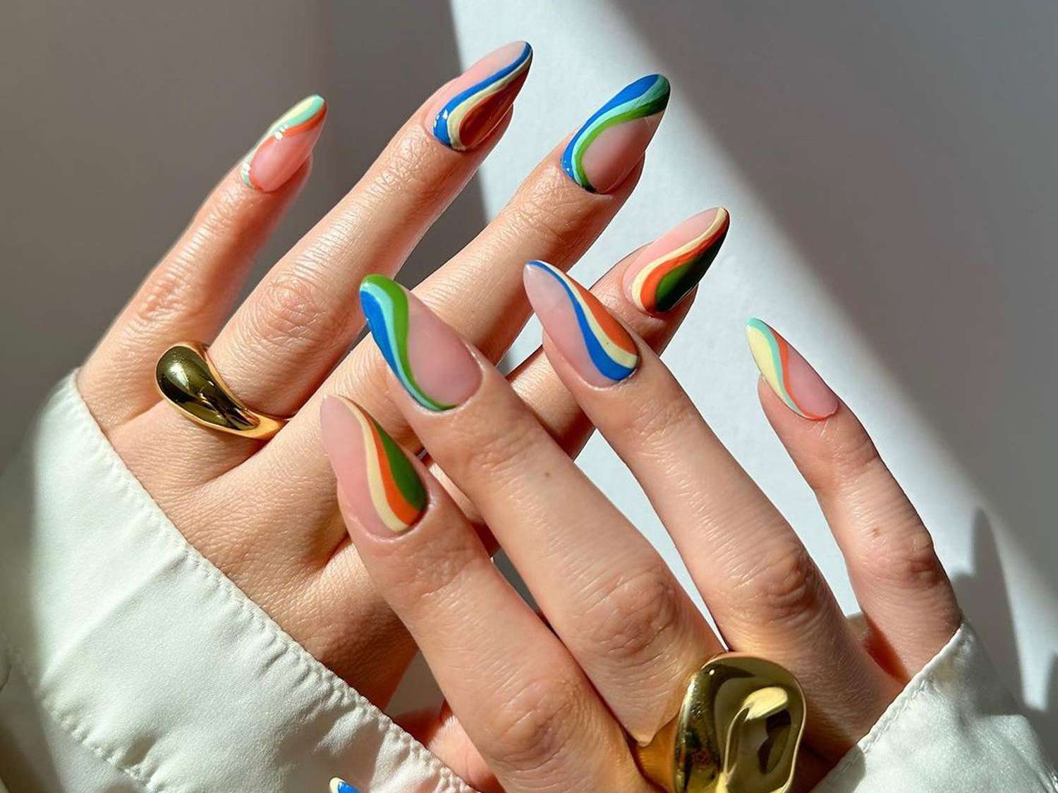 Colorful Wavy Lines Visual Idea — Nail Art