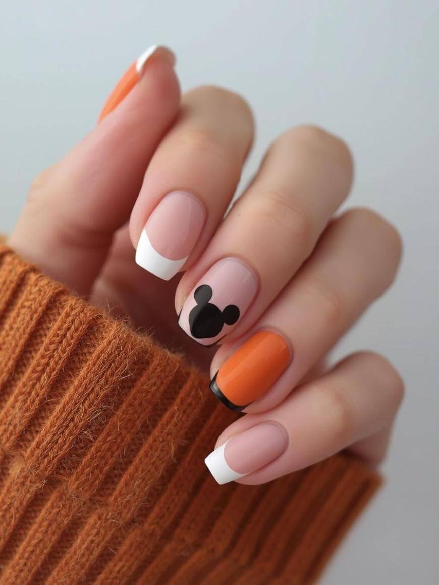 Mickey Silhouette French Tip — Disney Nails